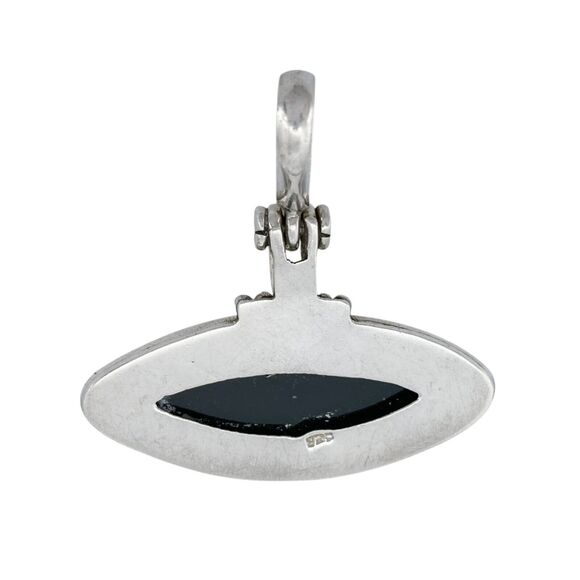 Black Onyx Hinged Pendant | Vintage Sterling Silver 925 - Picture 4 of 6